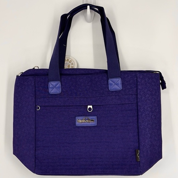 Kipling Zip-Top Tote with Adjustable Shoulder Strap Monkey Print Royal Blue NWT! - Picture 1 of 13